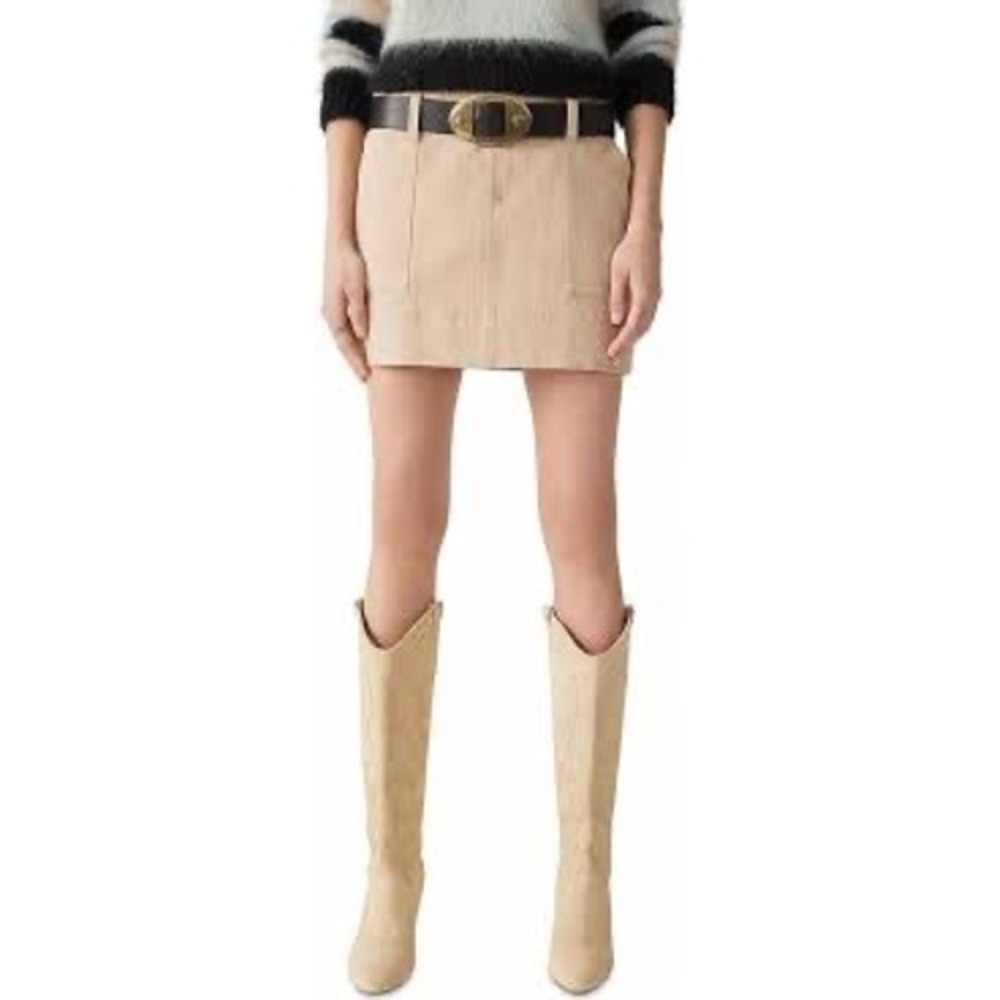 ba&sh Floride Mini Skirt Sand Tan Utility Pocket Cotton Blend Size‎ S Small